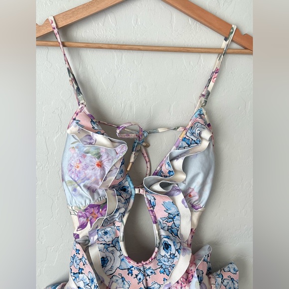 ZIMMERMAN Halliday Waterfall Frill One Piece swimsuit floral NEW US 8 - Picture 11 of 15